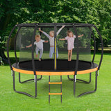 12FT Outdoor Big Trampoline Inner Safety Enclosure Net, Ladder, PVC Spring Cover Padding, For Kids