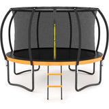 12FT Outdoor Big Trampoline Inner Safety Enclosure Net, Ladder, PVC Spring Cover Padding, For Kids