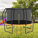 12FT Outdoor Big Trampoline Inner Safety Enclosure Net, Ladder, PVC Spring Cover Padding, For Kids