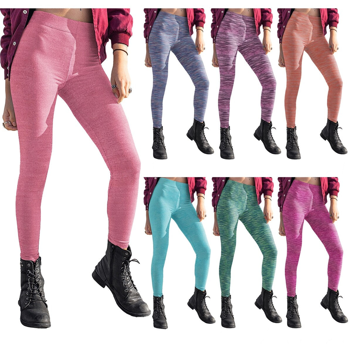 12Pack Womens UltraSoft Space Dye Seamless Yoga Leggings Stretch Fit