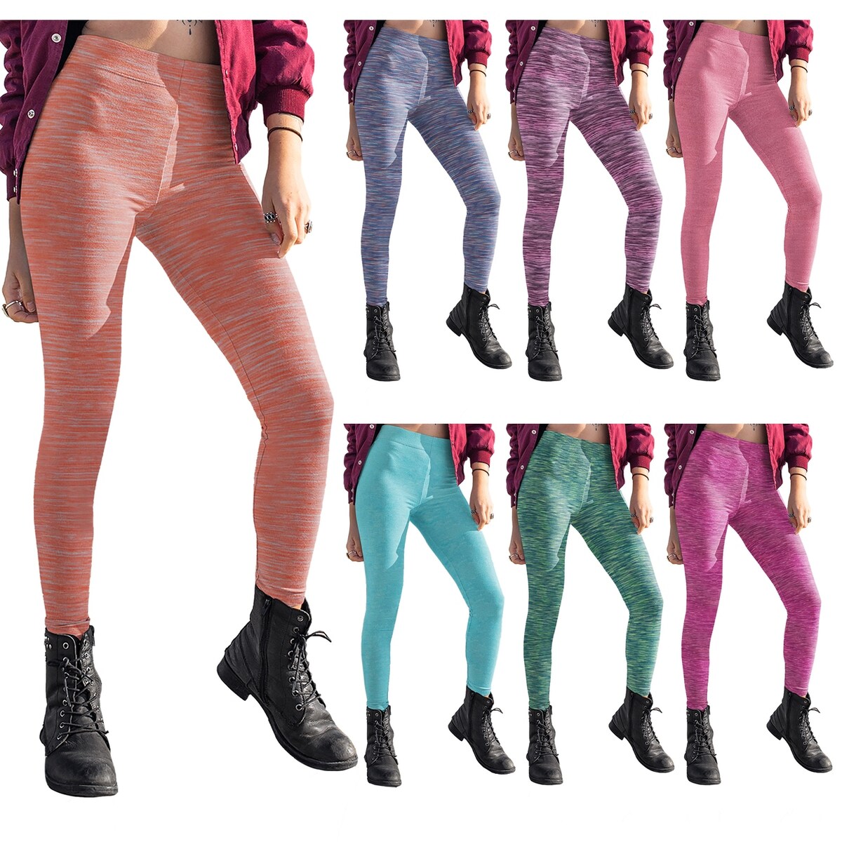 12Pack Womens UltraSoft Space Dye Seamless Yoga Leggings Stretch Fit