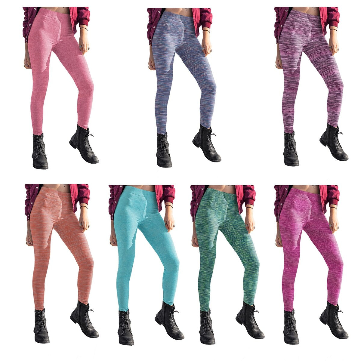 12Pack Womens UltraSoft Space Dye Seamless Yoga Leggings Stretch Fit