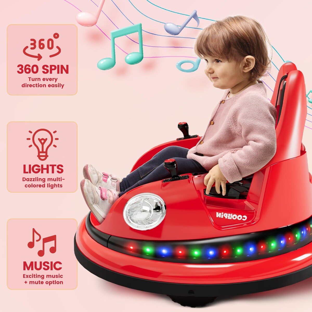 12V Bumper Car Ride On Toys for Kids & Toddlers with Remote Control
