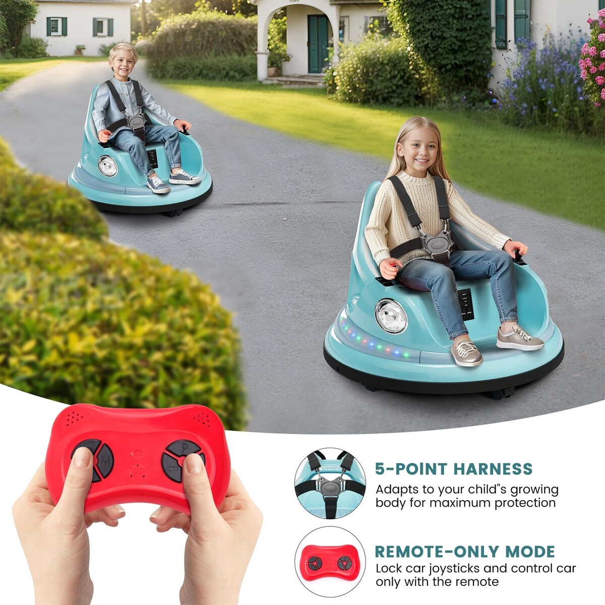 12V Bumper Car Ride On Toys for Kids & Toddlers with Remote Control