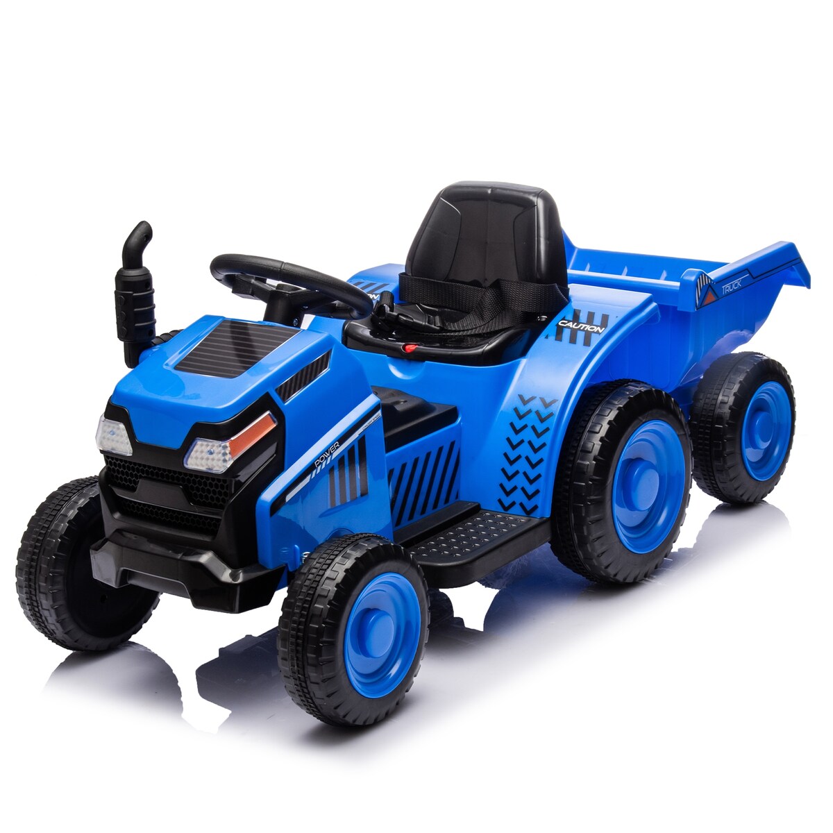 12V Kids Ride On Electric Tractor Black Knight,Kids Ride On Toy.2WD,Non-skid tires, steering wheel,With Removable storage tug