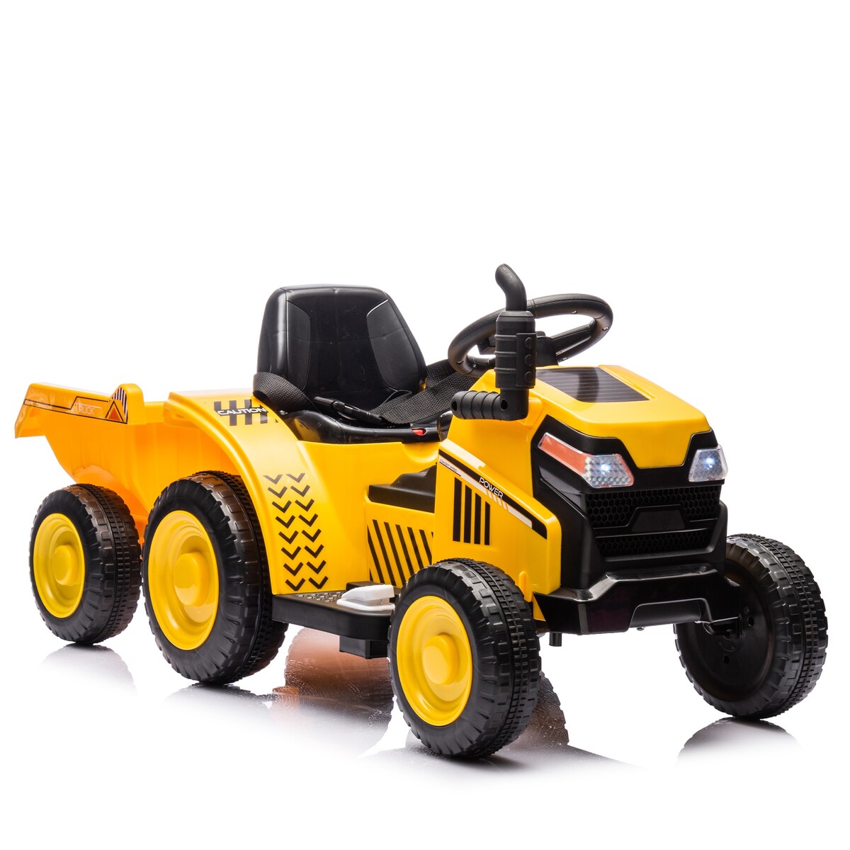 12V Kids Ride On Electric Tractor Black Knight,Kids Ride On Toy.2WD,Non-skid tires, steering wheel,With Removable storage tug