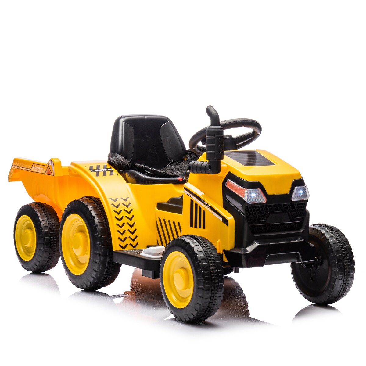 12V Kids Ride On Electric Tractor Black Knight,Kids Ride On Toy.2WD,Non-skid tires, steering wheel,With Removable storage tug