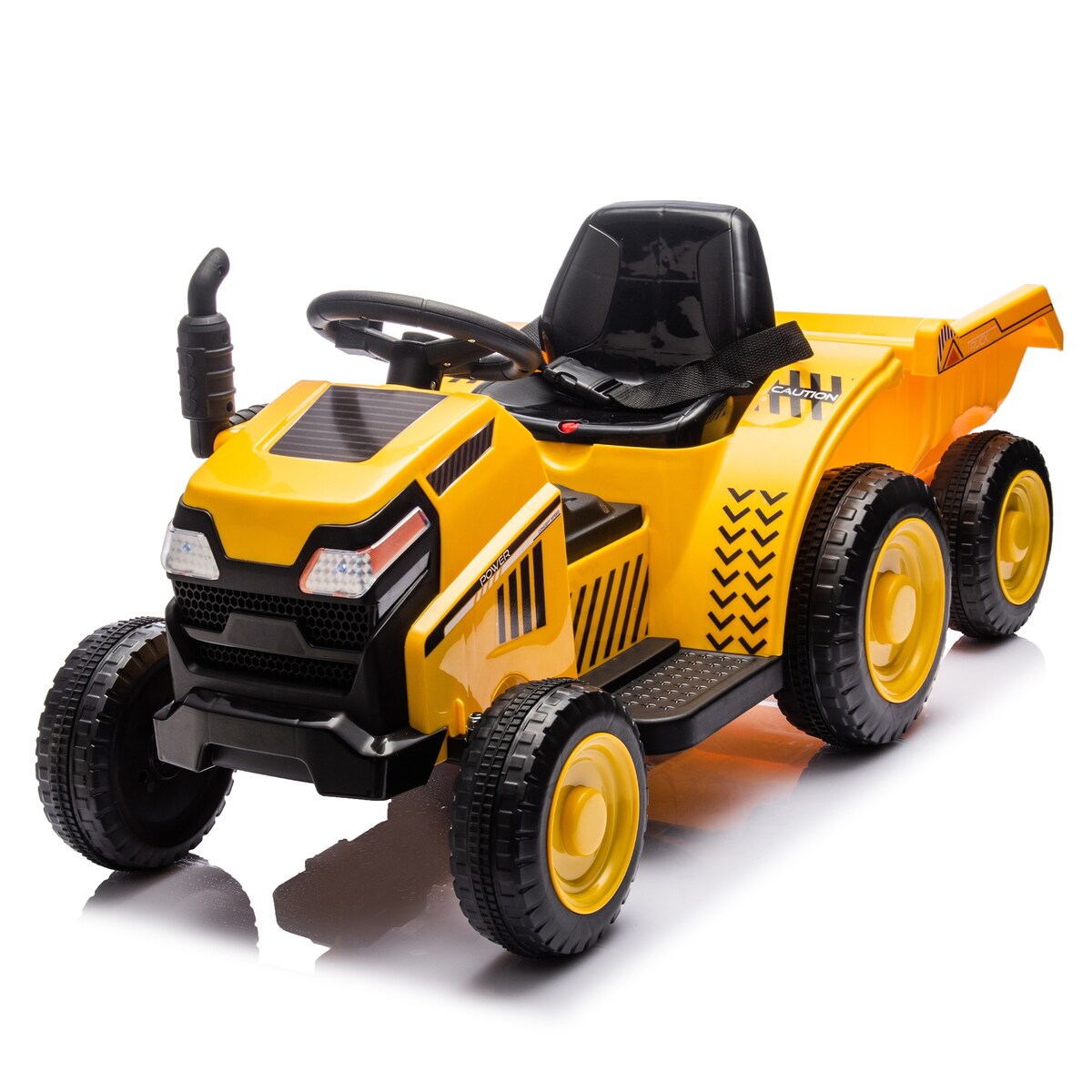 12V Kids Ride On Electric Tractor Black Knight,Kids Ride On Toy.2WD,Non-skid tires, steering wheel,With Removable storage tug