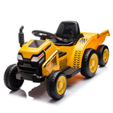 12V Kids Ride On Electric Tractor Black Knight,Kids Ride On Toy.2WD,Non-skid tires, steering wheel,With Removable storage tug