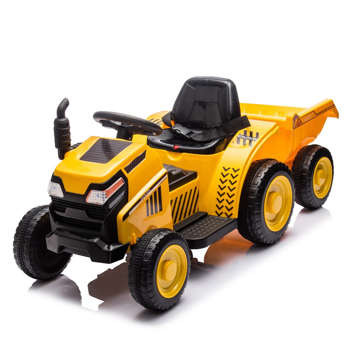 12V Kids Ride On Electric Tractor Black Knight,Kids Ride On Toy.2WD,Non-skid tires, steering wheel,With Removable storage tug