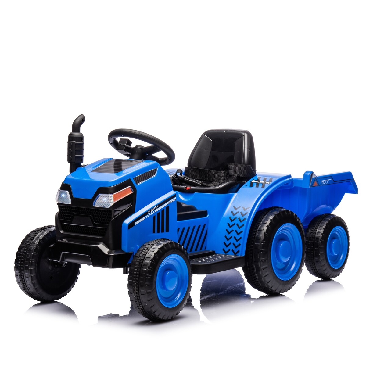 12V Kids Ride On Electric Tractor Black Knight,Kids Ride On Toy.2WD,Non-skid tires, steering wheel,With Removable storage tug