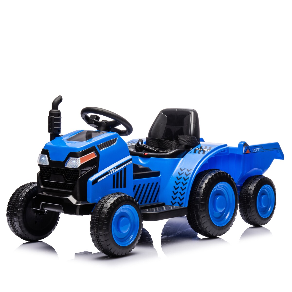 12V Kids Ride On Electric Tractor Black Knight,Kids Ride On Toy.2WD,Non-skid tires, steering wheel,With Removable storage tug