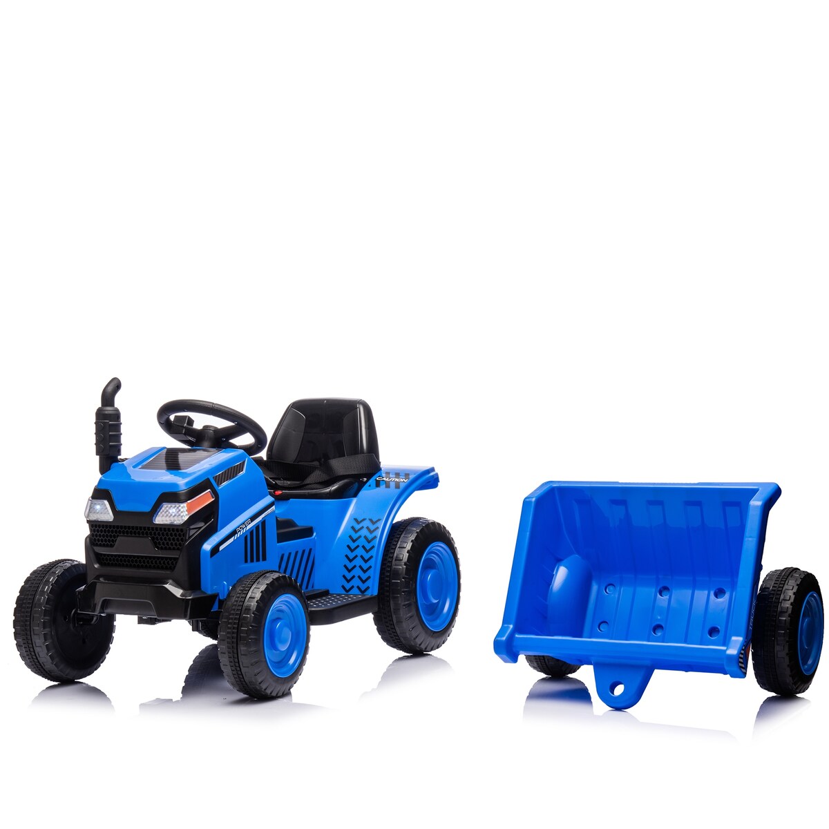 12V Kids Ride On Electric Tractor Black Knight,Kids Ride On Toy.2WD,Non-skid tires, steering wheel,With Removable storage tug
