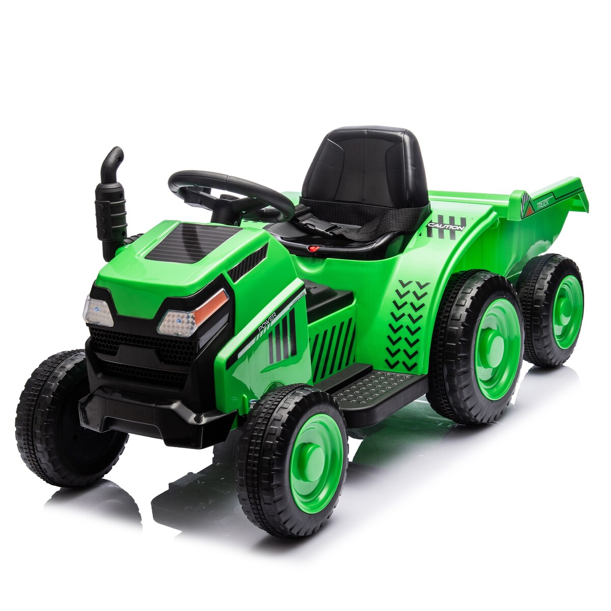 12V Kids Ride On Electric Tractor Black Knight,Kids Ride On Toy.2WD,Non-skid tires, steering wheel,With Removable storage tug