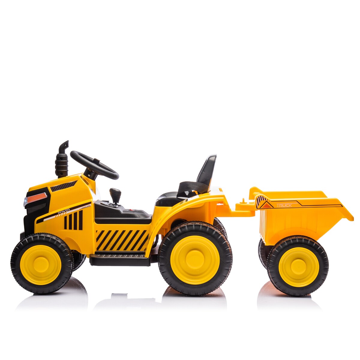 12V Kids Ride On Electric Tractor Black Knight,Kids Ride On Toy.2WD,Non-skid tires, steering wheel,With Removable storage tug