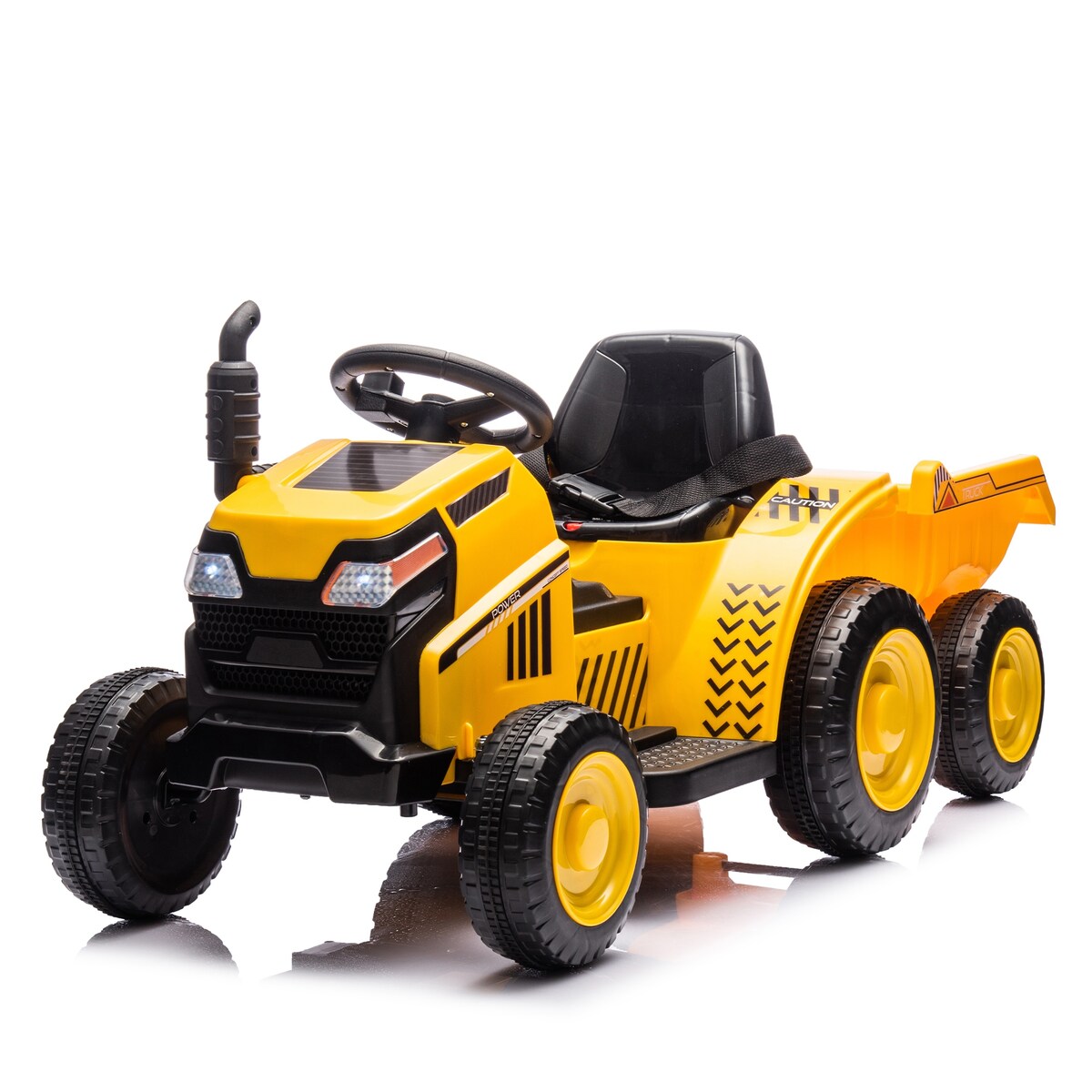 12V Kids Ride On Electric Tractor Black Knight,Kids Ride On Toy.2WD,Non-skid tires, steering wheel,With Removable storage tug