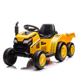 12V Kids Ride On Electric Tractor Black Knight,Kids Ride On Toy.2WD,Non-skid tires, steering wheel,With Removable storage tug