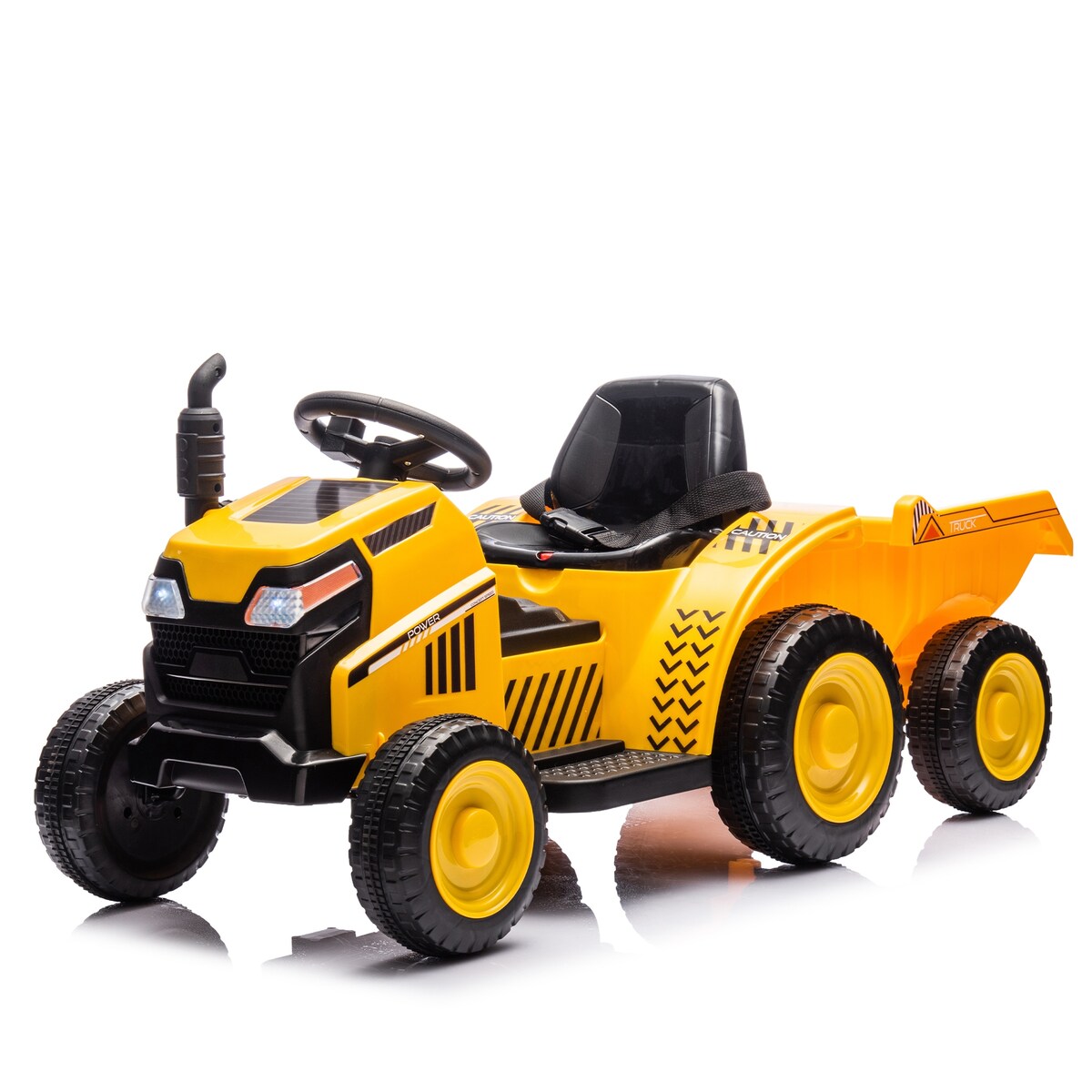 12V Kids Ride On Electric Tractor Black Knight,Kids Ride On Toy.2WD,Non-skid tires, steering wheel,With Removable storage tug