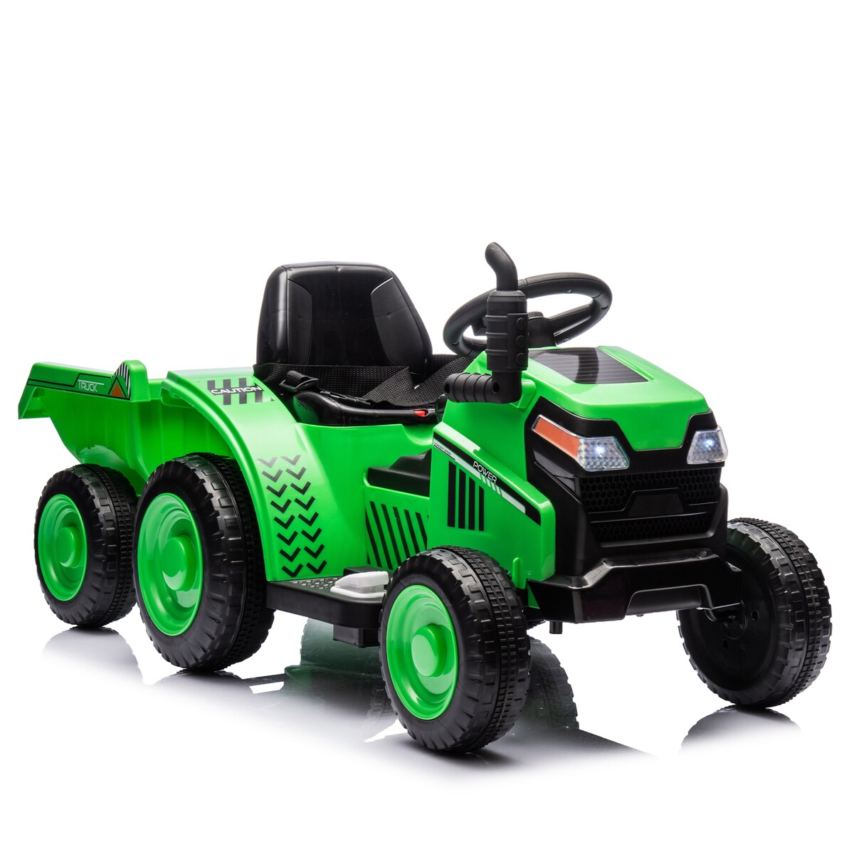 12V Kids Ride On Electric Tractor Black Knight,Kids Ride On Toy.2WD,Non-skid tires, steering wheel,With Removable storage tug