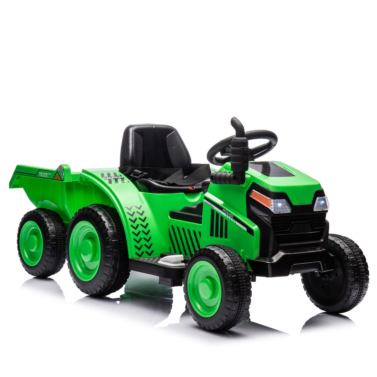 12V Kids Ride On Electric Tractor Black Knight,Kids Ride On Toy.2WD,Non-skid tires, steering wheel,With Removable storage tug