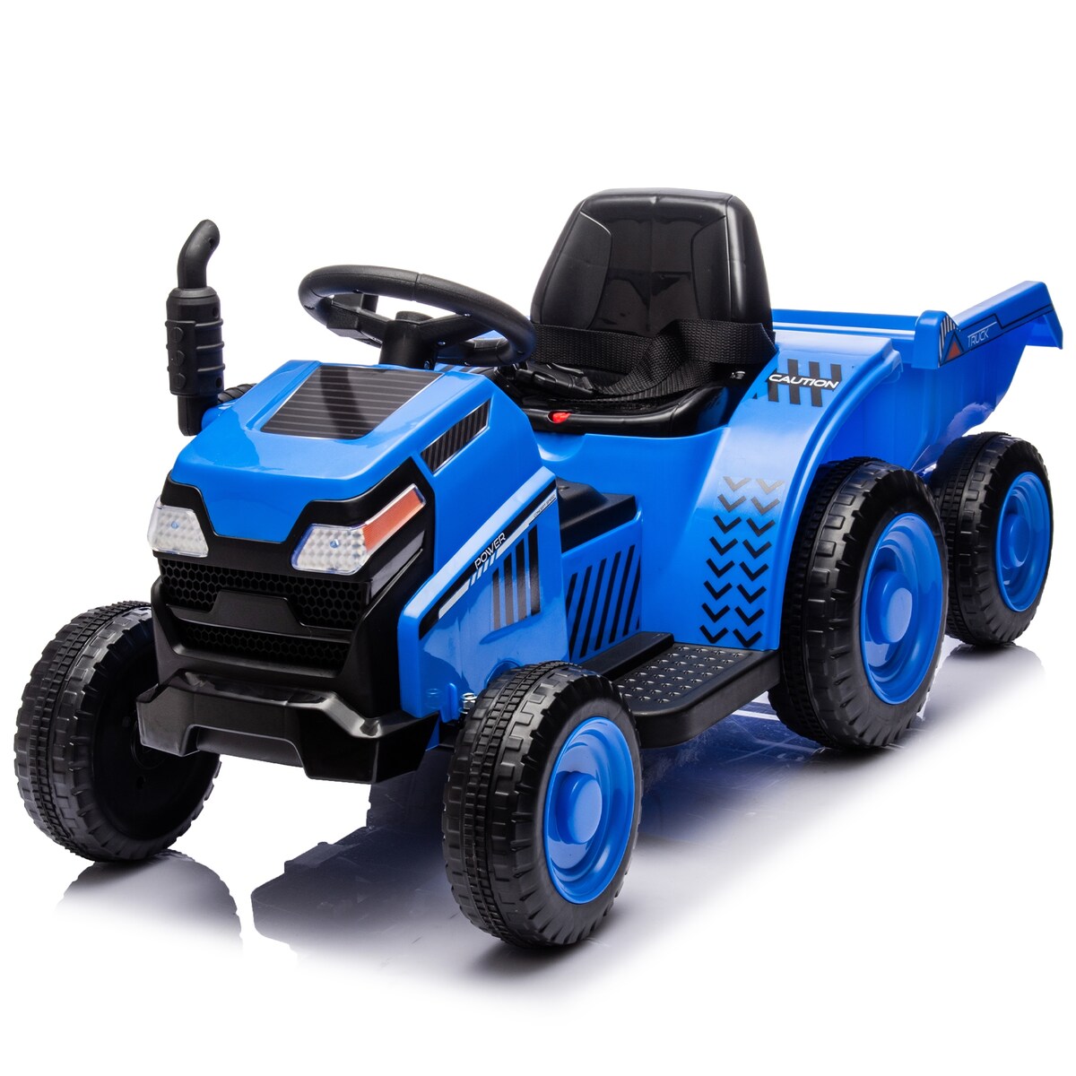 12V Kids Ride On Electric Tractor Black Knight,Kids Ride On Toy.2WD,Non-skid tires, steering wheel,With Removable storage tug