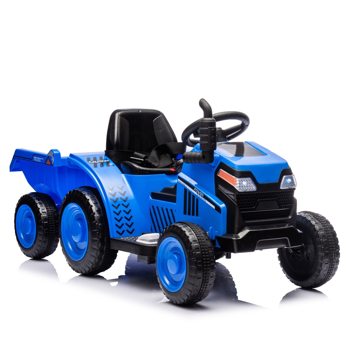 12V Kids Ride On Electric Tractor Black Knight,Kids Ride On Toy.2WD,Non-skid tires, steering wheel,With Removable storage tug