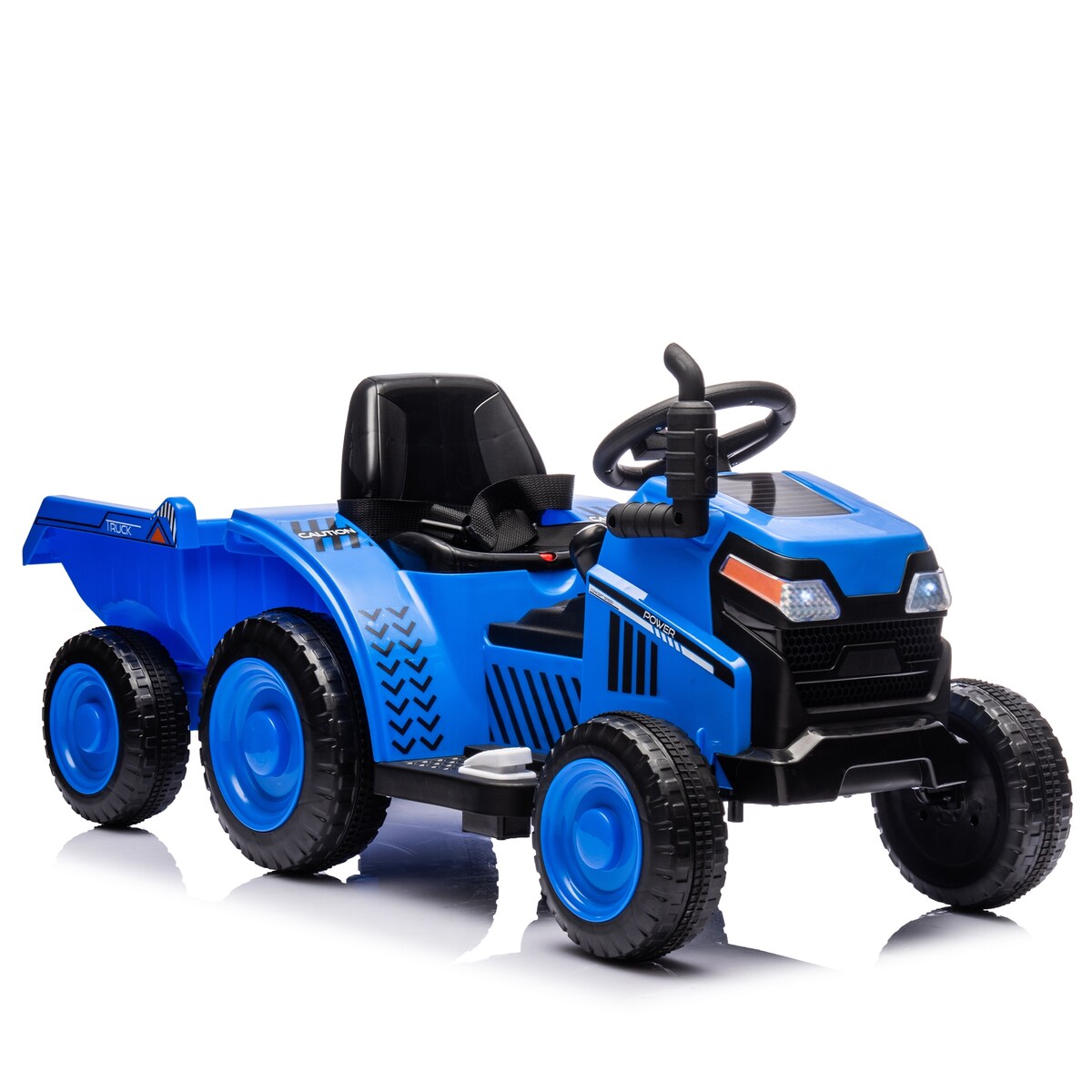 12V Kids Ride On Electric Tractor Black Knight,Kids Ride On Toy.2WD,Non-skid tires, steering wheel,With Removable storage tug