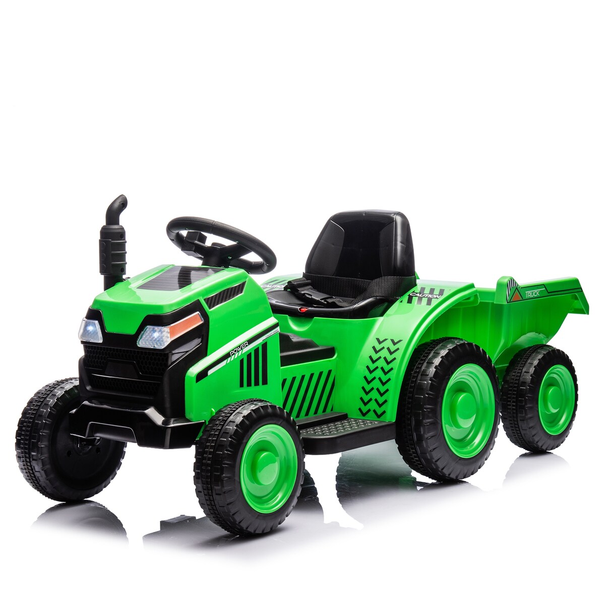 12V Kids Ride On Electric Tractor Black Knight,Kids Ride On Toy.2WD,Non-skid tires, steering wheel,With Removable storage tug