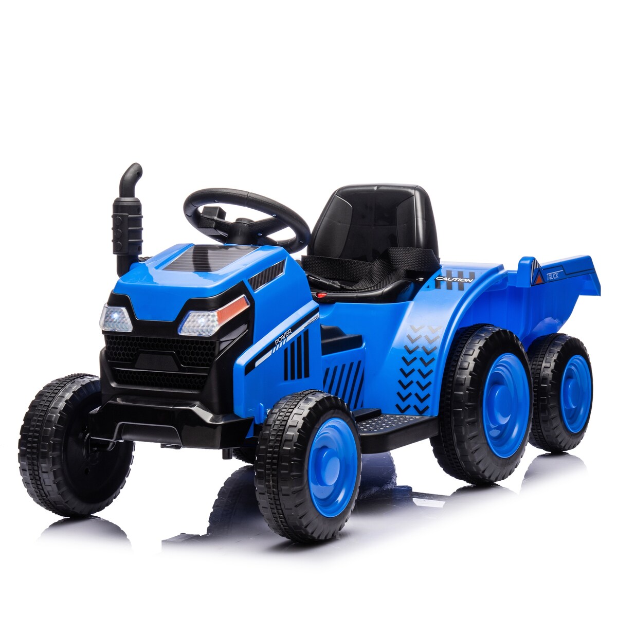 12V Kids Ride On Electric Tractor Black Knight,Kids Ride On Toy.2WD,Non-skid tires, steering wheel,With Removable storage tug