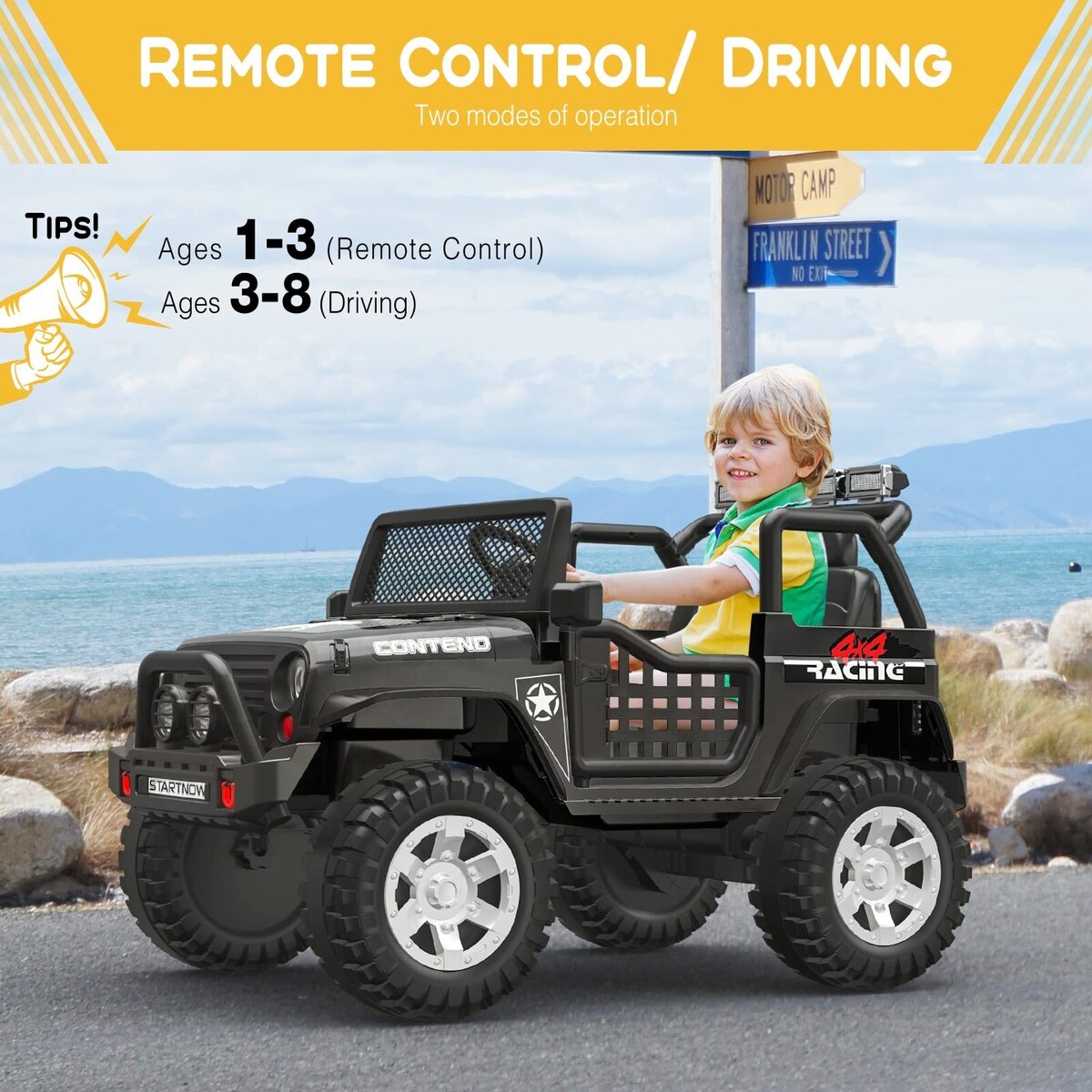 12V Kids Ride On Truck Car with Parent Remote Control