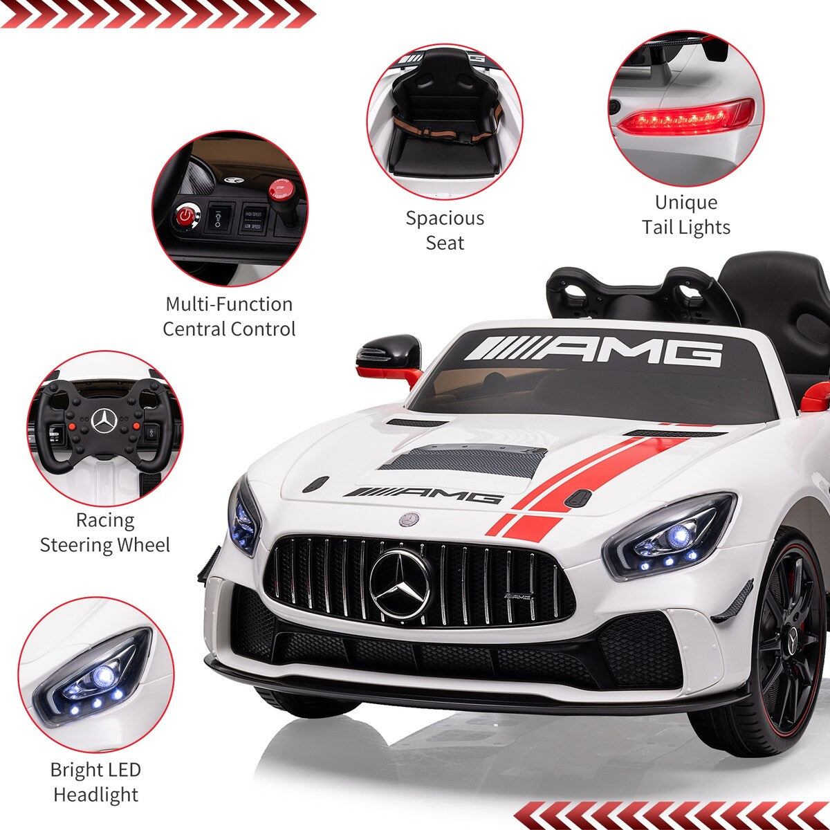 12V Ride on Car for Kids, Licensed Benz AMG Electric Vehicles Battery Powered Sports Car