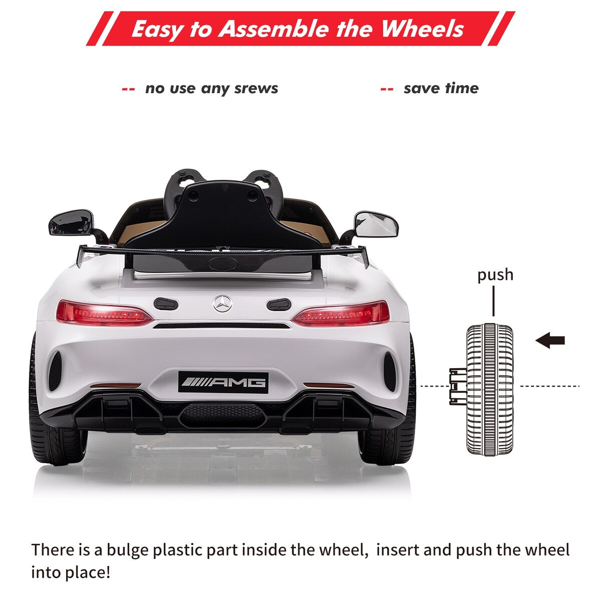 12V Ride on Car for Kids, Licensed Benz AMG Electric Vehicles Battery Powered Sports Car