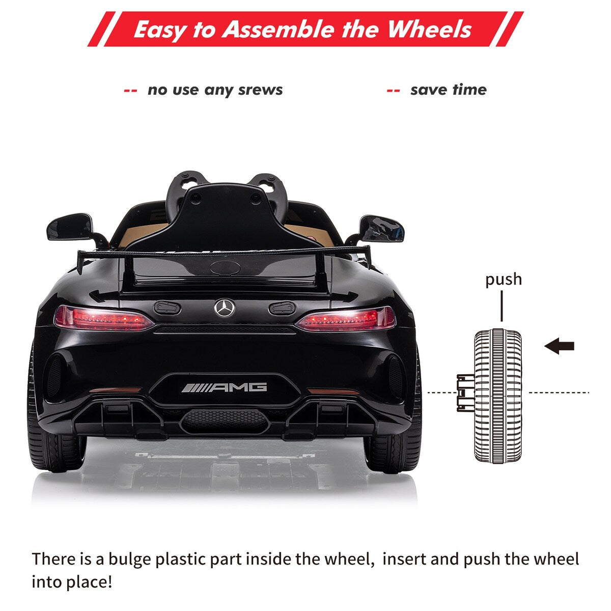 12V Ride on Car for Kids, Licensed Benz AMG Electric Vehicles Battery Powered Sports Car