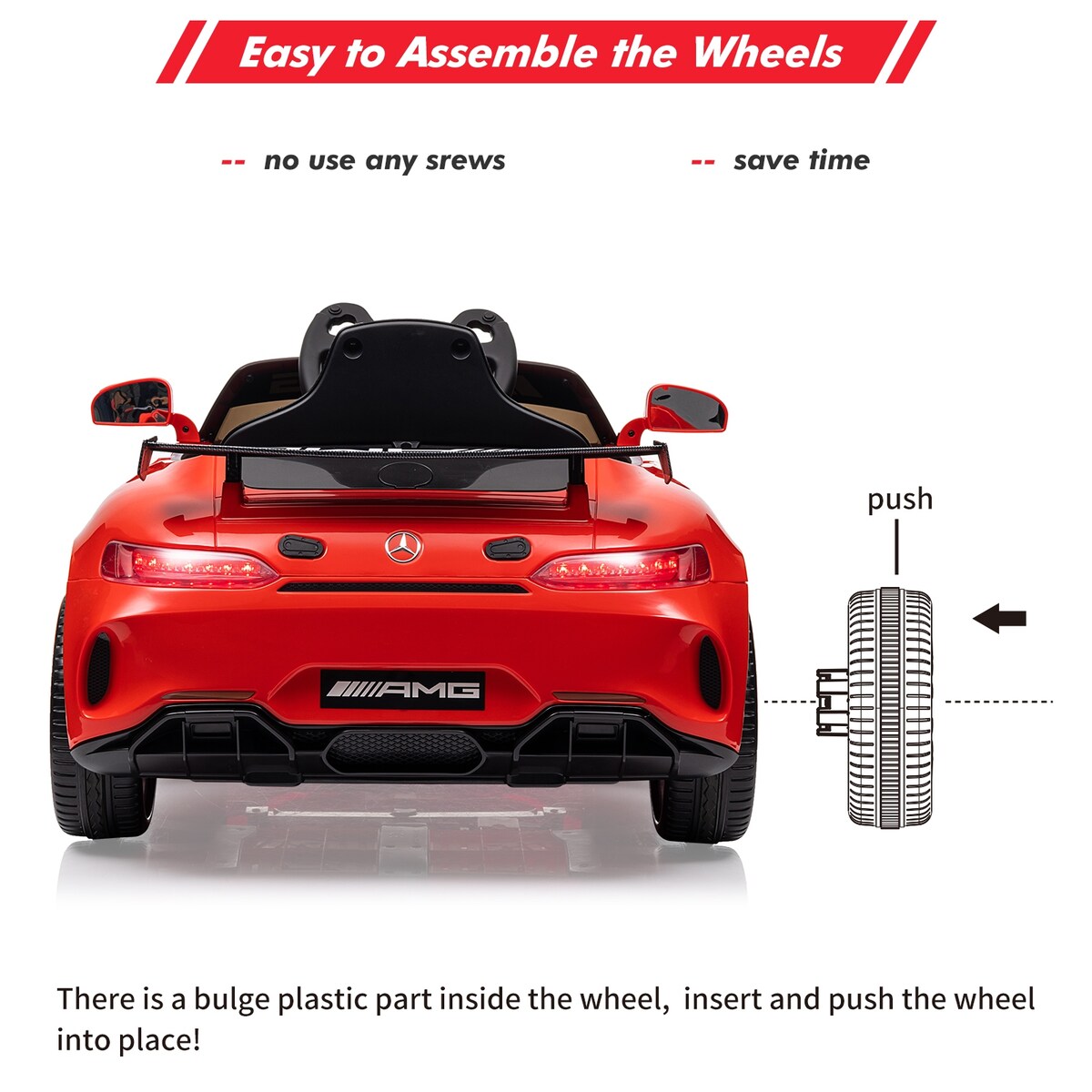12V Ride on Car for Kids, Licensed Benz AMG Electric Vehicles Battery Powered Sports Car