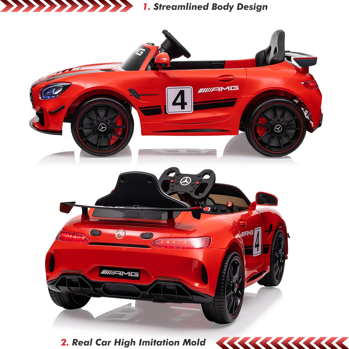 12V Ride on Car for Kids, Licensed Benz AMG Electric Vehicles Battery Powered Sports Car