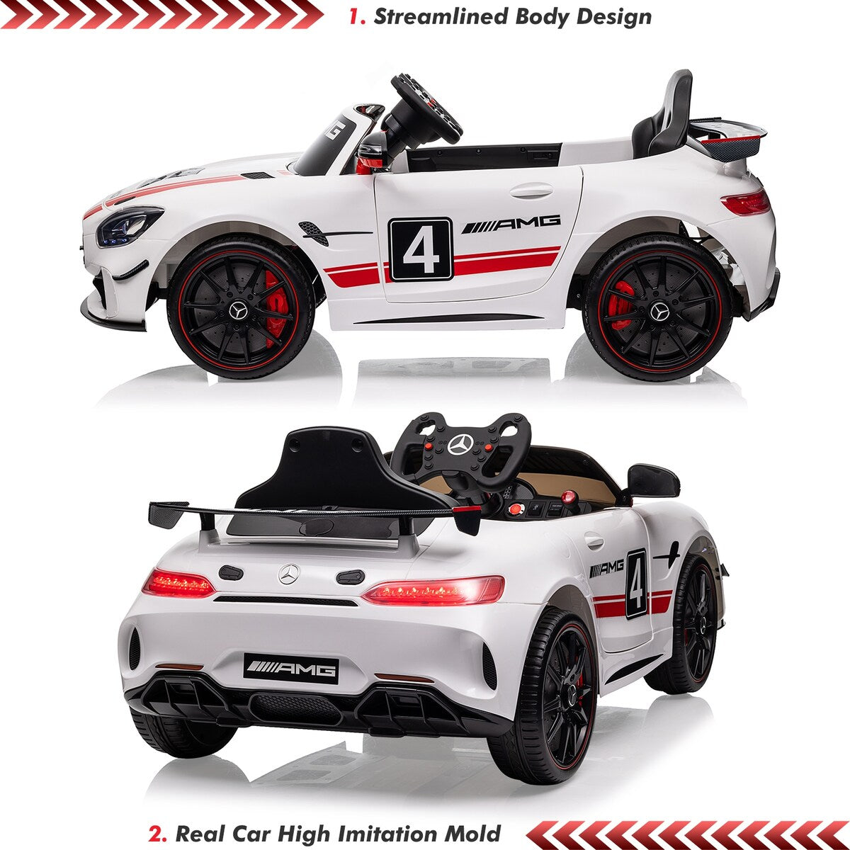 12V Ride on Car for Kids, Licensed Benz AMG Electric Vehicles Battery Powered Sports Car