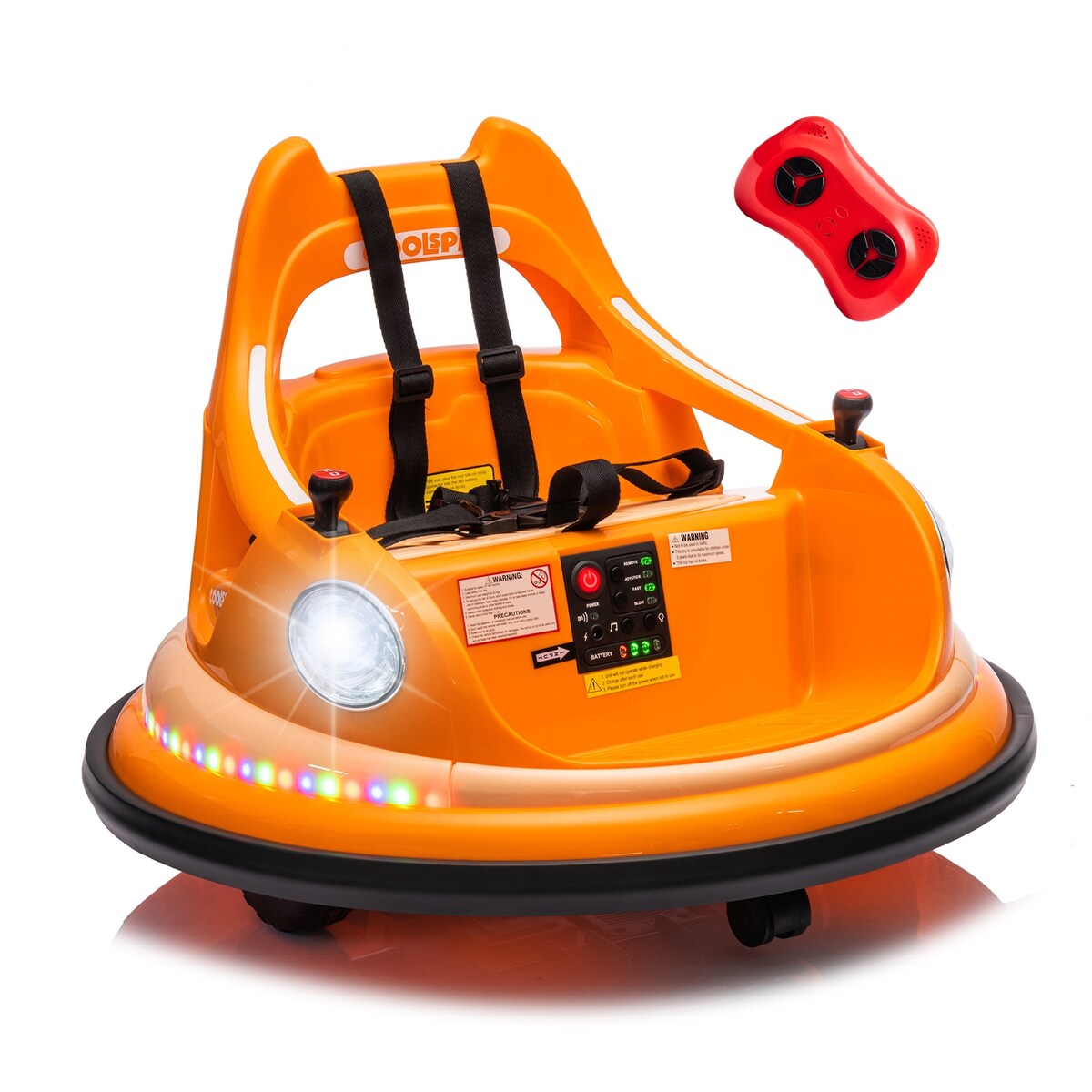 12V ride on bumper electric car for 1.5-5 Years Old kids W/Remote Control and LED Lights