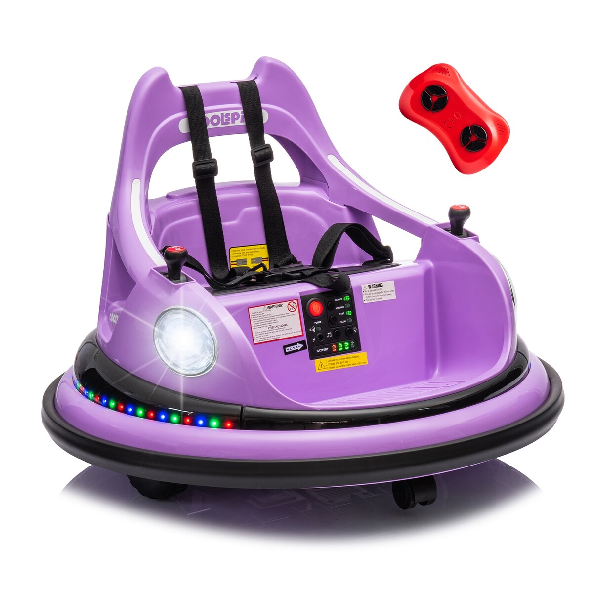12V ride on bumper electric car for 1.5-5 Years Old kids W/Remote Control and LED Lights