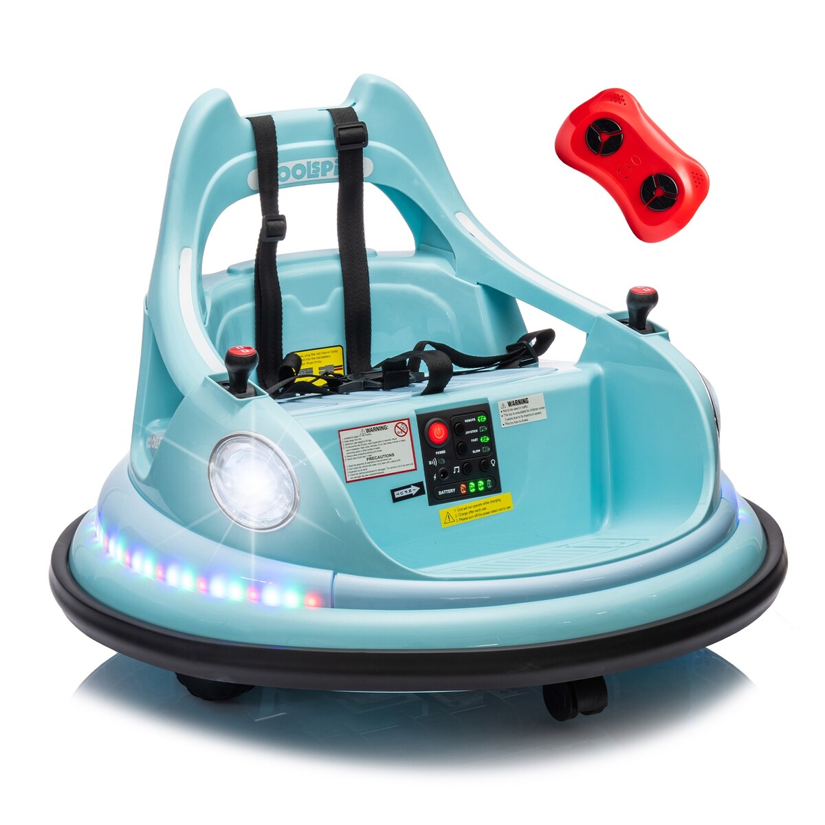 12V ride on bumper electric car for 1.5-5 Years Old kids W/Remote Control and LED Lights