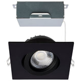 12W LED Direct Wire Downlight Gimbaled 4In CCT Selectable Square Remote Driver Black 850L