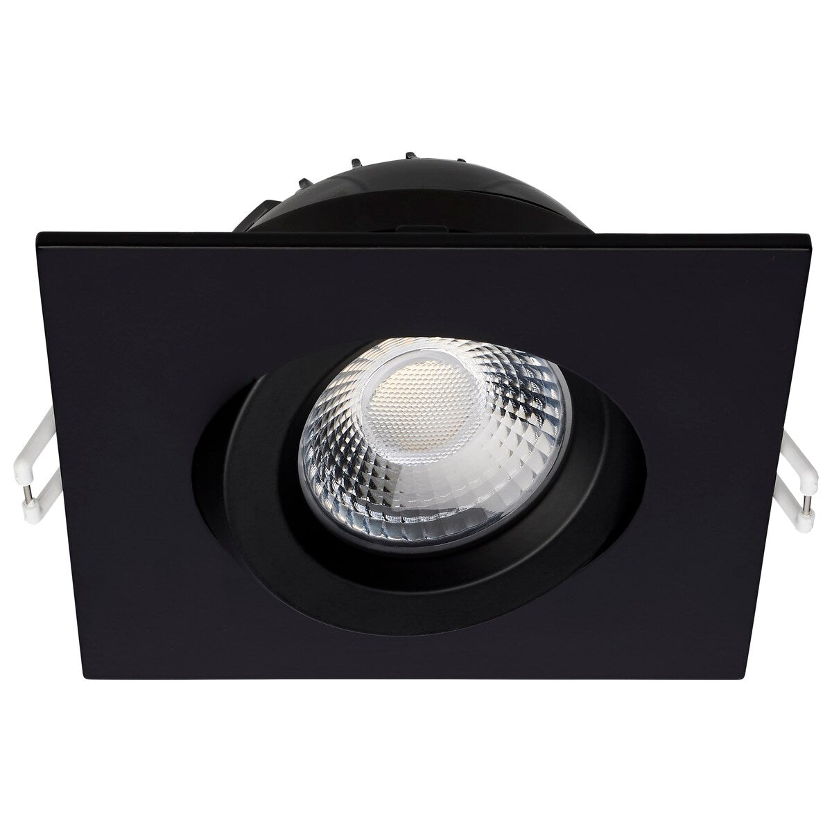 12W LED Direct Wire Downlight Gimbaled 4In CCT Selectable Square Remote Driver Black 850L