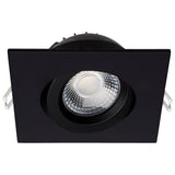12W LED Direct Wire Downlight Gimbaled 4In CCT Selectable Square Remote Driver Black 850L
