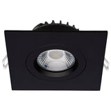 12W LED Direct Wire Downlight Gimbaled 4In CCT Selectable Square Remote Driver Black 850L