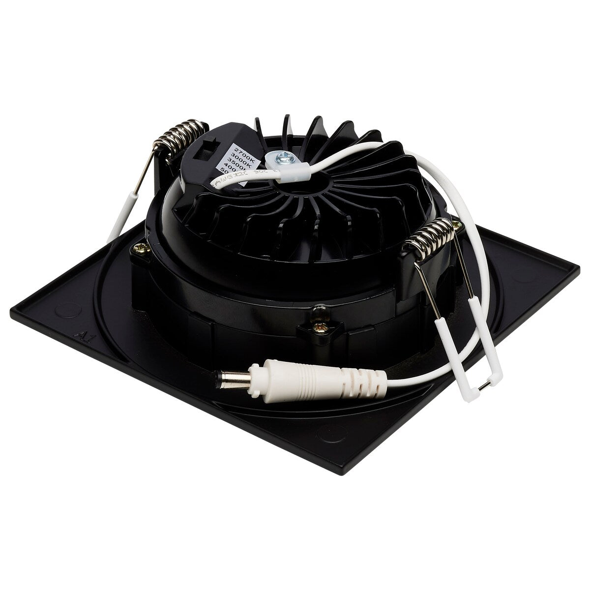 12W LED Direct Wire Downlight Gimbaled 4In CCT Selectable Square Remote Driver Black 850L