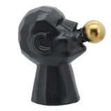 12" Bubble Gum Man Sculpture Contemporary Art Deco Black Ceramic Statue Man Blowing Bubble Gum Creative Home or - 12" x 7" x 12"