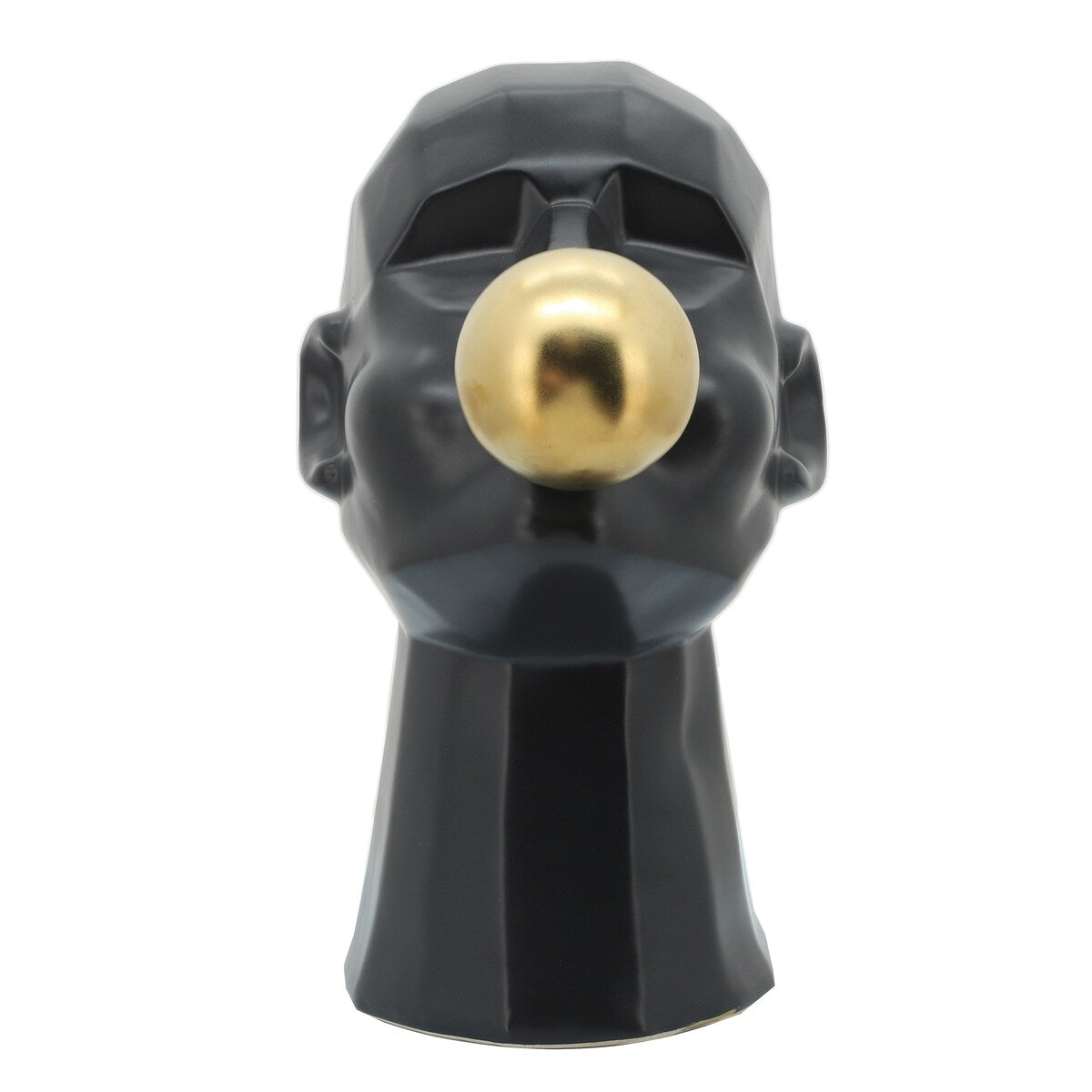 12" Bubble Gum Man Sculpture Contemporary Art Deco Black Ceramic Statue Man Blowing Bubble Gum Creative Home or - 12" x 7" x 12"