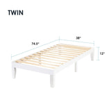 12" Classic Solid Wood Platform Bed Frame