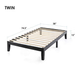 12" Classic Solid Wood Platform Bed Frame