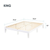 12" Classic Solid Wood Platform Bed Frame