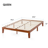12" Classic Solid Wood Platform Bed Frame